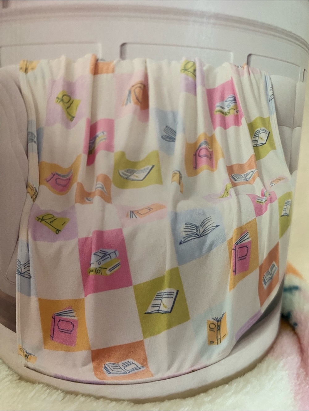 Pastel Book-Print Throw Blanket from Aldi